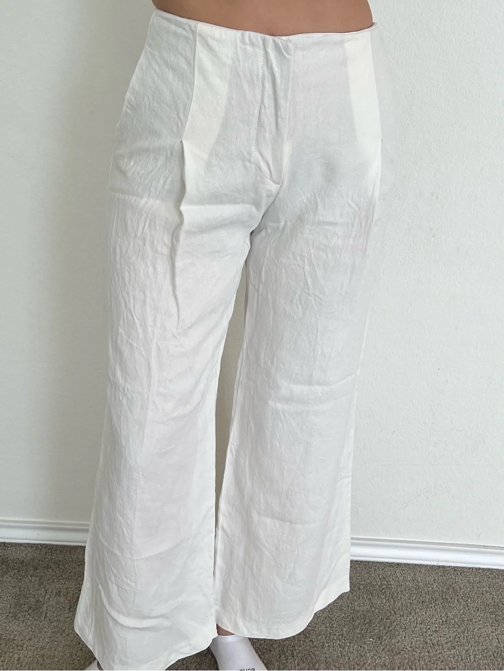 Zara Linen Blend Pleated Pants ZW Collection